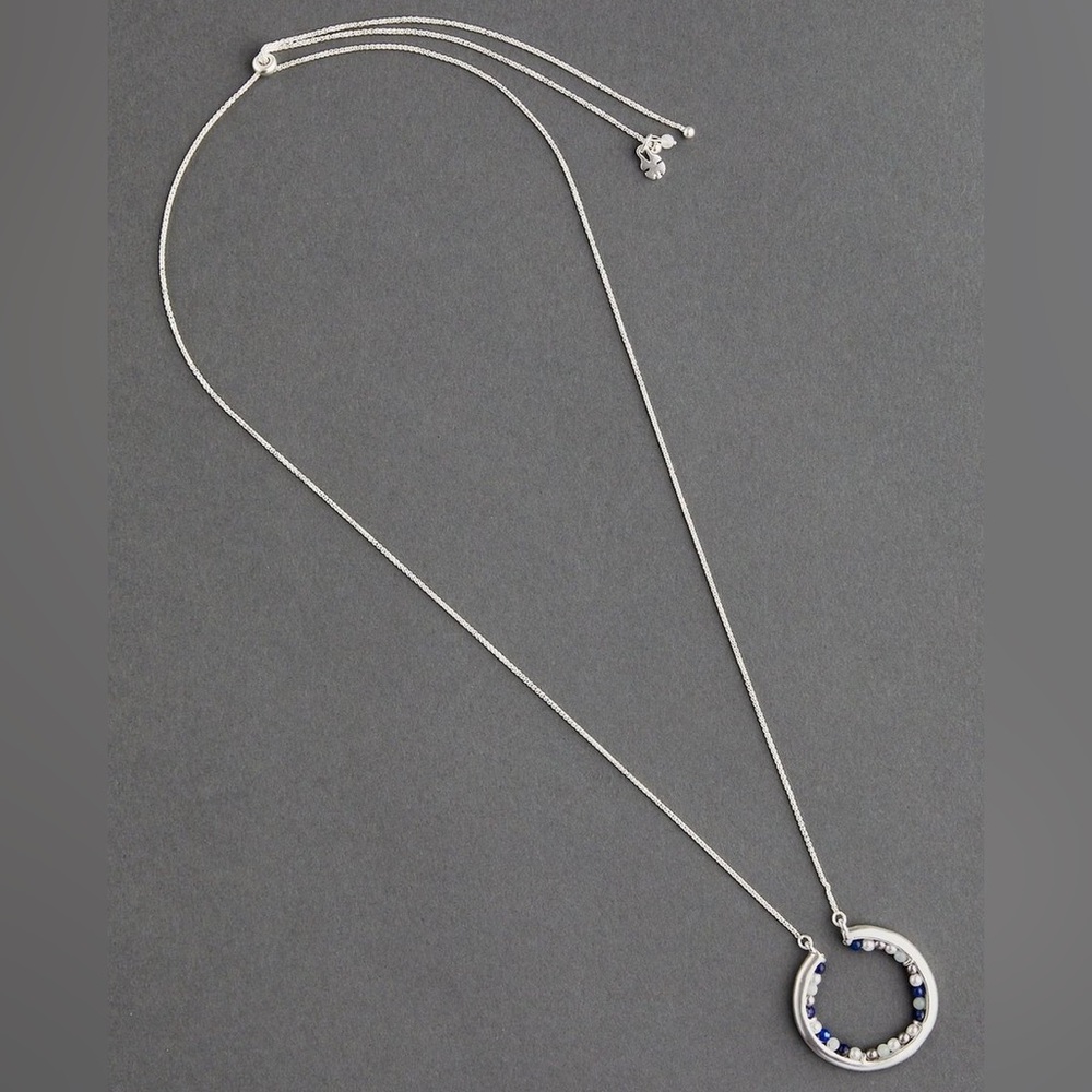 New Lucky Brand Beaded Sliced Circle Pendant Necklace, 32”